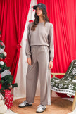 Gray Morn Varsity Striped Detail Cropped Pullover Wide Leg Pants 2pcs Outfit