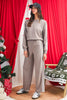 Gray Morn Varsity Striped Detail Cropped Pullover Wide Leg Pants 2pcs Outfit