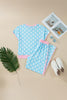 Sky Blue Polka Dot Short Sleeve Top and Pants Set