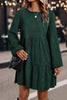 Mist Green Lantern Sleeve Tiered Mini Dress