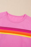 Black Colorful Striped Long Sleeve Pullover and Shorts Set