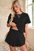 Black Cropped Tee and Ruffle High Waist Skort Set