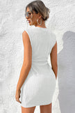 White Solid Color Textured Ruched Side Bodycon Tank Dress
