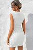 White Solid Color Textured Ruched Side Bodycon Tank Dress