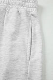 Light Grey Bow Embroidery Long Sleeve Pullover and High Waist Shorts Set