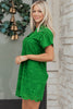 Rose Red Solid Color Eyelet Embroidered T Shirt Mini Dress