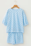 Pink Polka Dot Oversized Top Drawstring Short Set