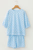 Pink Polka Dot Oversized Top Drawstring Short Set