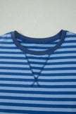 Green Stripe Striped Ribbed Cotton Two-Piece Pant Set with Chest Patch Detail