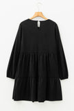 Mist Green Lantern Sleeve Tiered Mini Dress