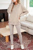 Black Solid Color Oversize Slit Sweatshirt Ribbed Leggings 2pcs Set