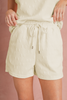 White Plain Bow Jacquard Ruffle Sleeve Shorts Set