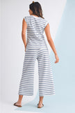 Rose Stripe Casual  Tee and Wide Leg Pants Set
