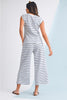 Rose Stripe Casual  Tee and Wide Leg Pants Set