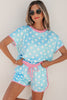 Pink Polka Dot Contrast Edge Casual Short Set
