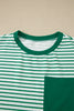 Rose Stripe Crew Neck Tee Drawstring Waist Cropped Pants Set