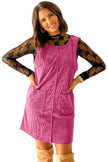Black Corduroy Exposed Seam Sleeveless Mini Dress