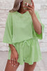 Bonbon Loose V Neck Tee and Drawstring Shorts Set