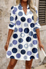 Green Polka Dot Print Flounced Half Sleeve Casual Vacation Style Mini Dress