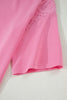 Sachet Pink Lace Patchwork Half Sleeve Top Elastic Waist Pants Two Piece Set