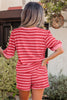Pink Stripe Puff Short Sleeve T Shirt Matching Shorts Set