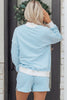 Pink Stripe Oversize Mock Neck Sweatshirt and Shorts Set