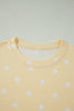 White Polka Dot Short Sleeve Loose Top Drawstring Shorts Set
