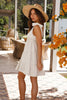 Oatmeal Solid Color Tie Strap Ruffle Tiered Mini Dress
