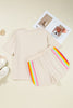 Rose Red Vibrant Striped Detail Athleisure 2pcs Short Set