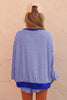 Brown Stripe Oversized Long Sleeve Top Drawstring Loose Shorts 2pcs Set