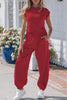 Beau Blue Solid Color Cropped Tank Top and Jogger Pants Set