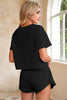 Black Cropped Tee and Ruffle High Waist Skort Set