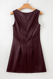 Black Faux Leather Sleeveless Round Neck Mini Dress