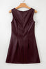 Black Faux Leather Sleeveless Round Neck Mini Dress