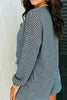 Brown Stripe Textured Knit Long Sleeve Top Elastic Waist Shorts Casual Outfit