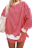 Pink Stripe Oversize Mock Neck Sweatshirt and Shorts Set