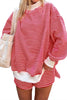 Pink Stripe Oversize Mock Neck Sweatshirt and Shorts Set