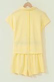 Mist Blue Loose Polo Tee Elastic Waist 2pcs Short Set