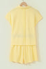 Mist Blue Loose Polo Tee Elastic Waist 2pcs Short Set