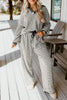 White Stripe Textured Collared Pullover Top and Drawstring Pants Set