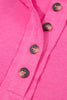 Bright Pink Raw Edge Henley Pullover and Jogger Pants Set