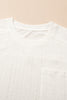 Pale Chestnut Textured Patched Pocket Short Sleeve Top and Drawstring Shorts Set