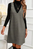 Red Houndstooth Print V Neck Sleeveless Mini Dress