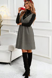 Red Houndstooth Print V Neck Sleeveless Mini Dress