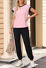 Black Color Block Trim 2 Tone Contrasted Tank and Pants Set
