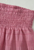 Fiery Red Textured Square Neck Top and Shirred High Waist Shorts Set