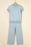 Light Grey Half Zip Polo Tee Casual Pant Set