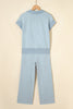 Light Grey Half Zip Polo Tee Casual Pant Set
