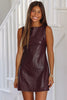 Black Faux Leather Sleeveless Round Neck Mini Dress