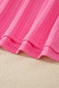 Sachet Pink Soft Ribbed Color Block Trim Casual Short Set